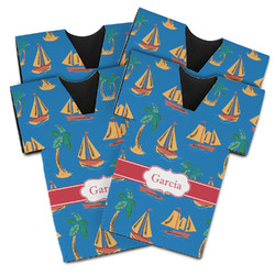 Boats & Palm Trees Jersey Bottle Cooler - Set of 4 (Personalized)