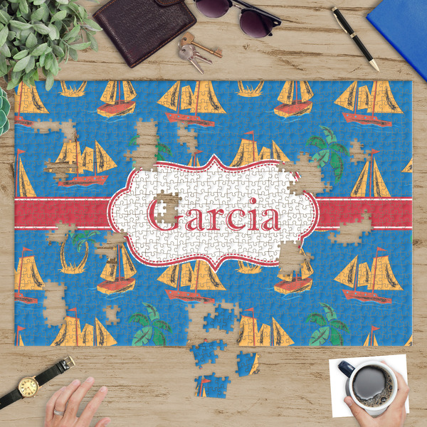 Boats & Palm Trees Jigsaw Puzzle 1014 Piece - In Context