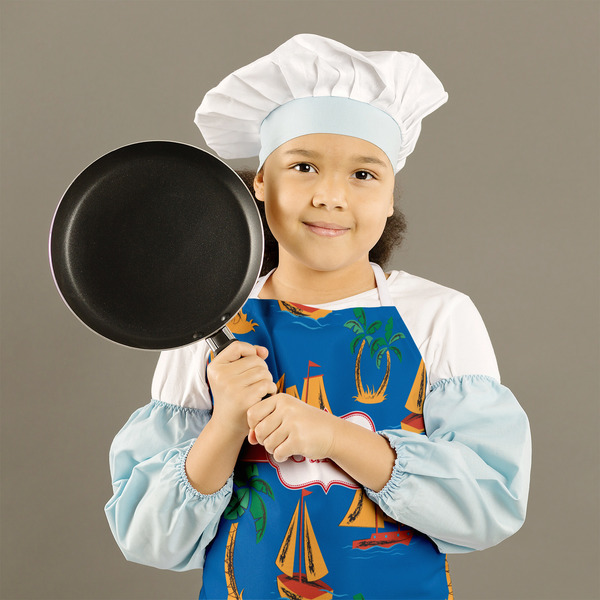 Boats & Palm Trees Kid's Aprons - Medium - Lifestyle