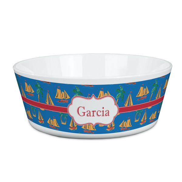 Custom Boats & Palm Trees Kid's Bowl (Personalized)