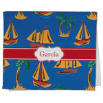 Boats & Palm Trees Kitchen Towel - Poly Cotton w/ Name or Text