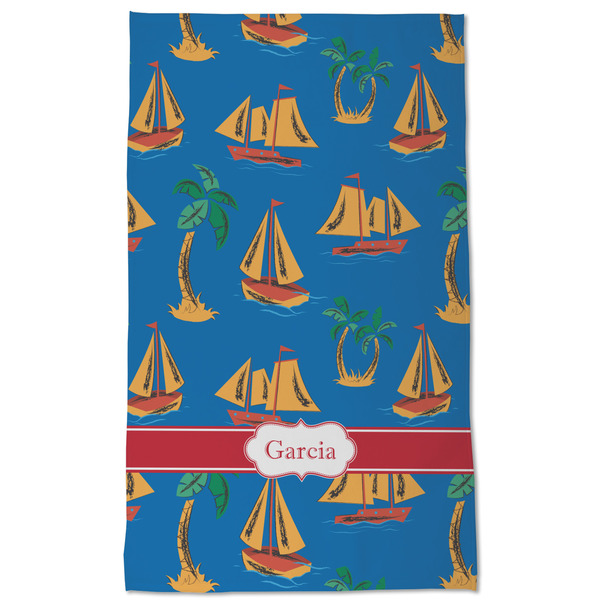 Boats & Palm Trees Kitchen Towel - Poly Cotton - Full Front