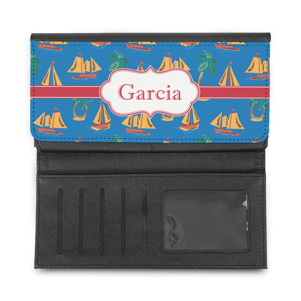 Boats & Palm Trees Ladies Wallet - Half Way Open