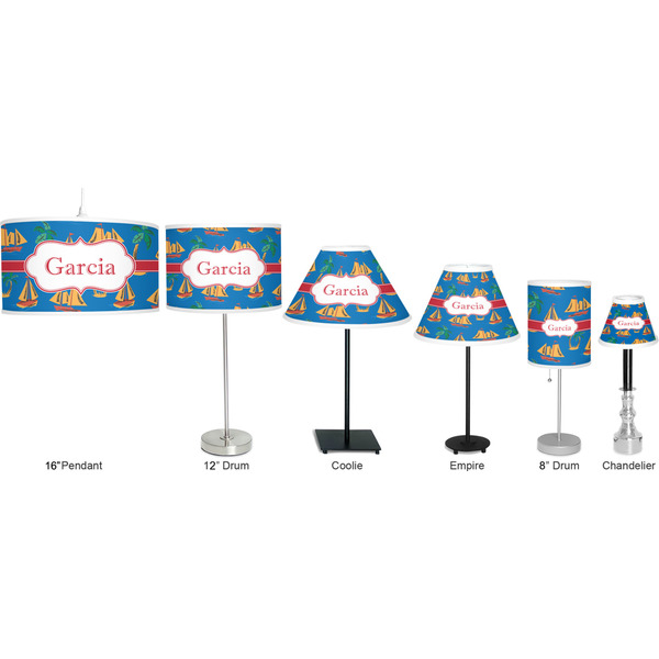 Boats & Palm Trees Lamp Full View Size Comparison