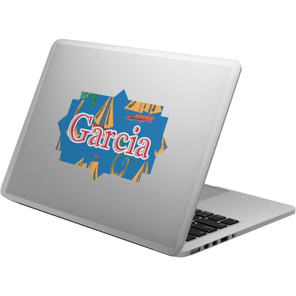 Custom Boats & Palm Trees Laptop Decal (Personalized)