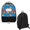 Boats & Palm Trees Large Backpack - Black - Front & Back View