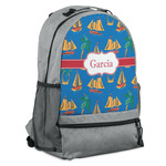 Boats & Palm Trees Backpack - Grey (Personalized)