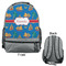 Boats & Palm Trees Large Backpack - Gray - Front & Back View