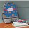 Boats & Palm Trees Large Backpack - Gray - On Desk