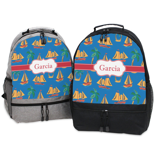 Boats & Palm Trees Large Backpacks - Both