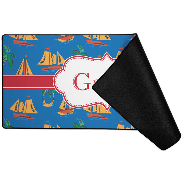 Boats & Palm Trees Large Gaming Mats - FRONT W/ FOLD