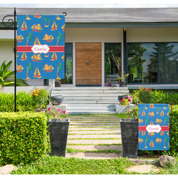 Boats & Palm Trees Large Garden Flag - Single Sided (Personalized)
