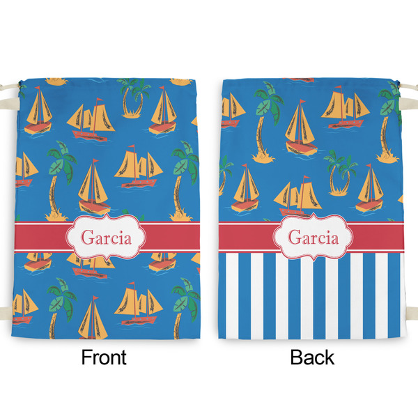 Boats & Palm Trees Large Laundry Bag - Front & Back View