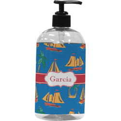 Boats & Palm Trees Plastic Soap / Lotion Dispenser (Personalized)