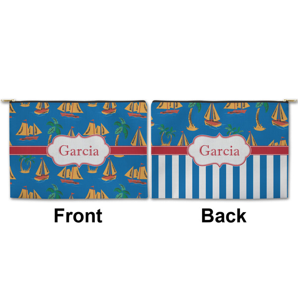 Boats & Palm Trees Large Zipper Pouch Approval (Front and Back)