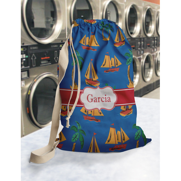 Boats & Palm Trees Laundry Bag in Laundromat