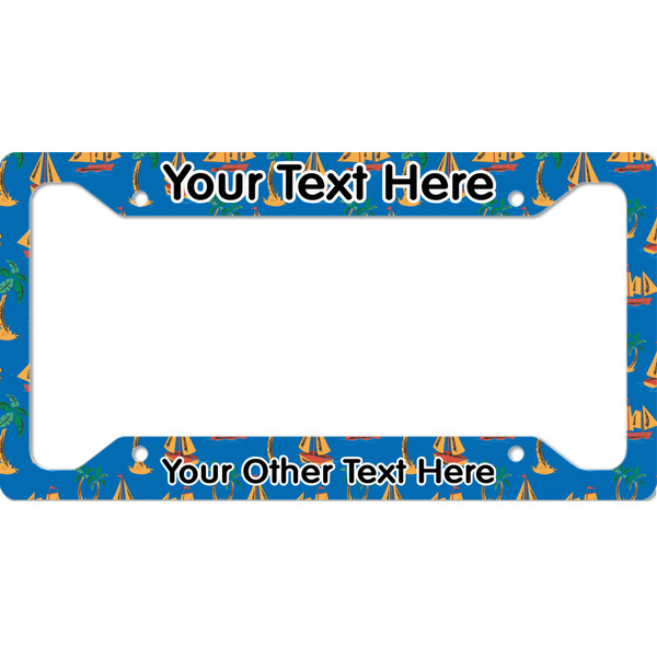 Custom Boats & Palm Trees License Plate Frame - Style A (Personalized)