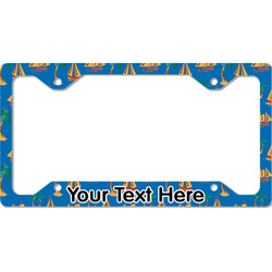 Boats & Palm Trees License Plate Frame - Style C (Personalized)