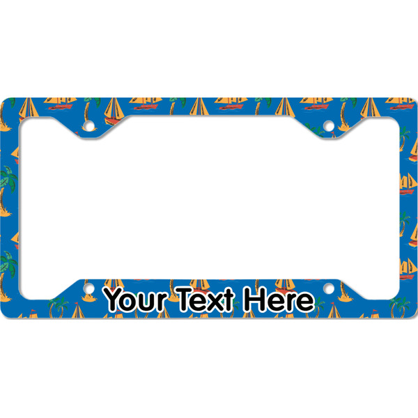 Custom Boats & Palm Trees License Plate Frame - Style C (Personalized)