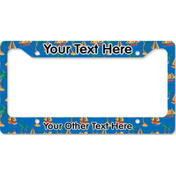 Boats & Palm Trees License Plate Frame - Style B (Personalized)