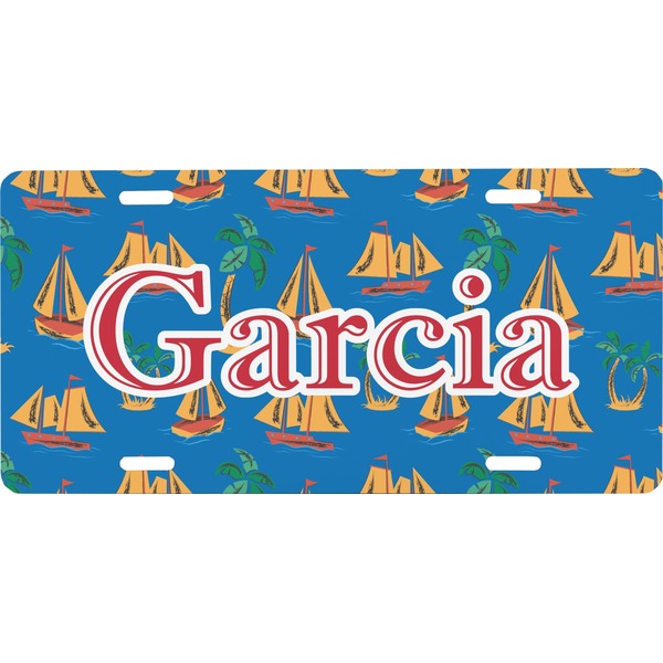 Custom Boats & Palm Trees Front License Plate (Personalized)