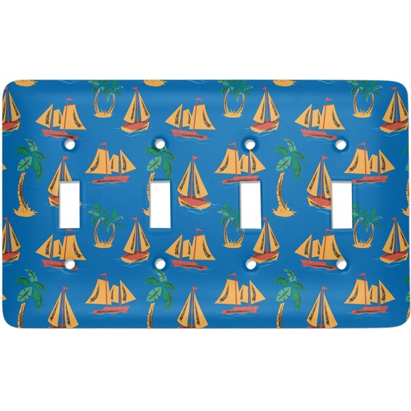 Custom Boats & Palm Trees Light Switch Cover (4 Toggle Plate)