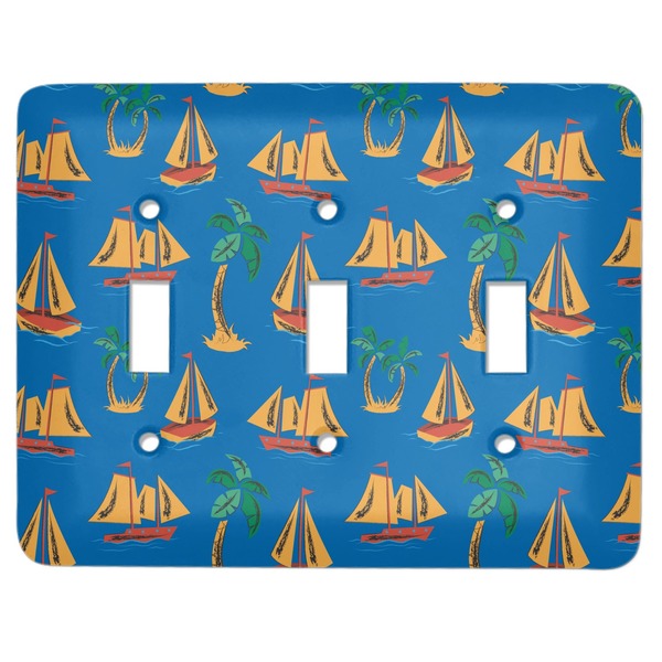 Custom Boats & Palm Trees Light Switch Cover (3 Toggle Plate)