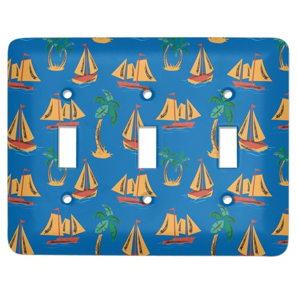 Custom Boats & Palm Trees Light Switch Cover (3 Toggle Plate)