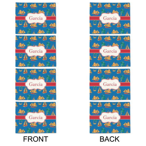 Boats & Palm Trees Linen Placemat - APPROVAL Set of 4 (double sided)