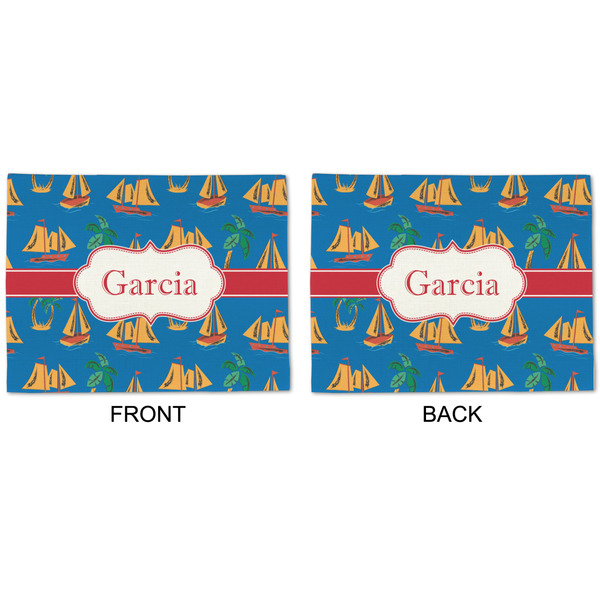 Boats & Palm Trees Linen Placemat - APPROVAL (double sided)