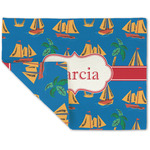 Boats & Palm Trees Double-Sided Linen Placemat - Single w/ Name or Text