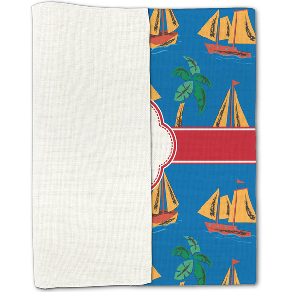 Boats & Palm Trees Linen Placemat - Folded Half