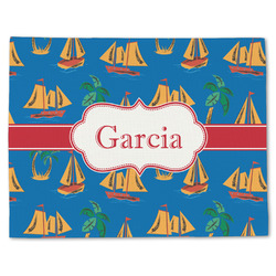 Boats & Palm Trees Single-Sided Linen Placemat - Single w/ Name or Text