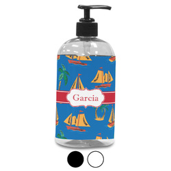Boats & Palm Trees Plastic Soap / Lotion Dispenser (Personalized)