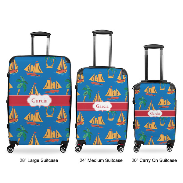Boats & Palm Trees Luggage Bags all sizes - With Handle