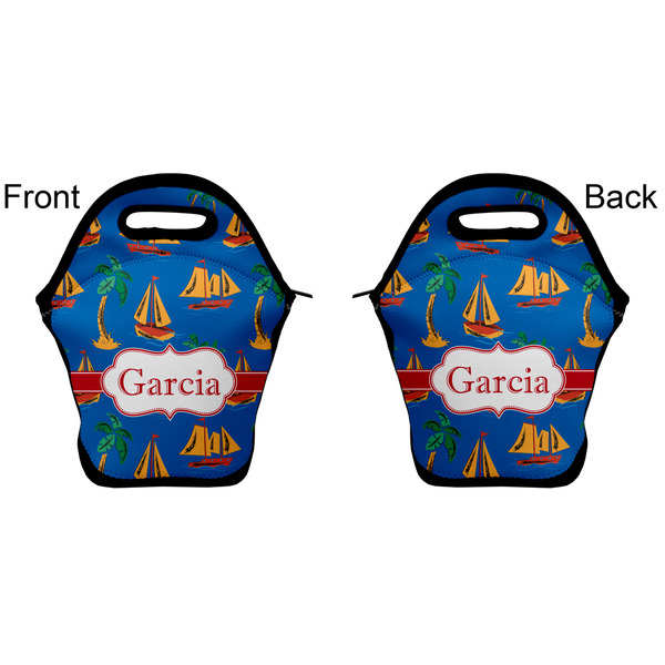 Boats & Palm Trees Lunch Bag - Front and Back