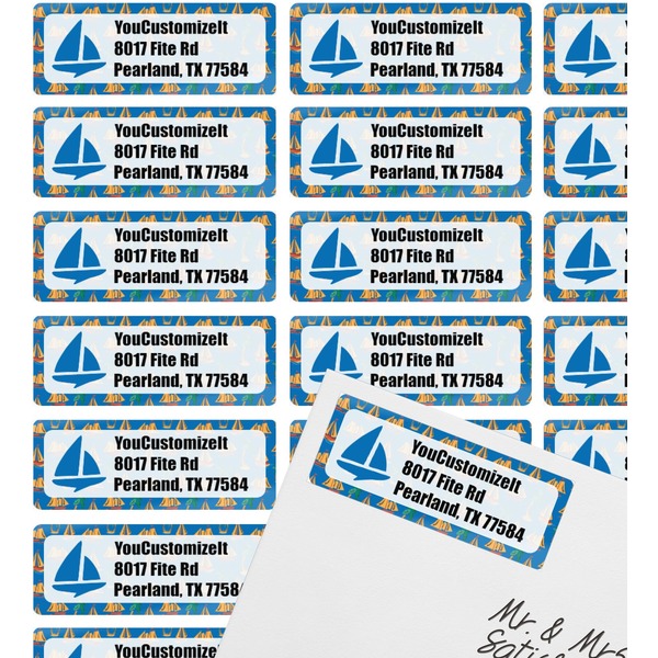Boats & Palm Trees Mailing Label on Envelope - Multiple Labels