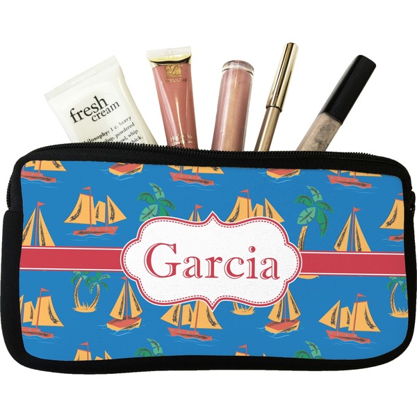 Custom Boats & Palm Trees Makeup / Cosmetic Bag - Small (Personalized)