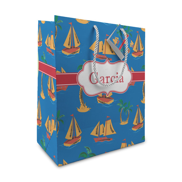 Custom Boats & Palm Trees Medium Gift Bag (Personalized)