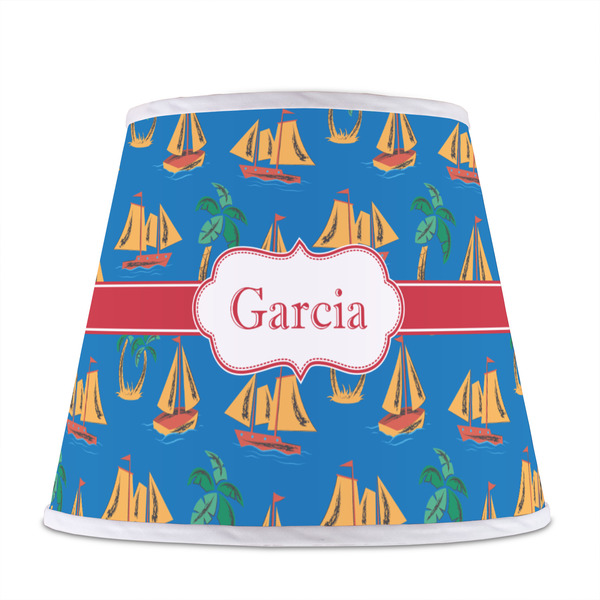Boats & Palm Trees Poly Film Empire Lampshade - Front View