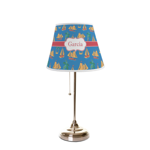 Boats & Palm Trees Poly Film Empire Lampshade - On Stand