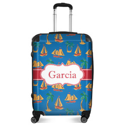 Boats & Palm Trees Suitcase - 24" Medium - Checked (Personalized)