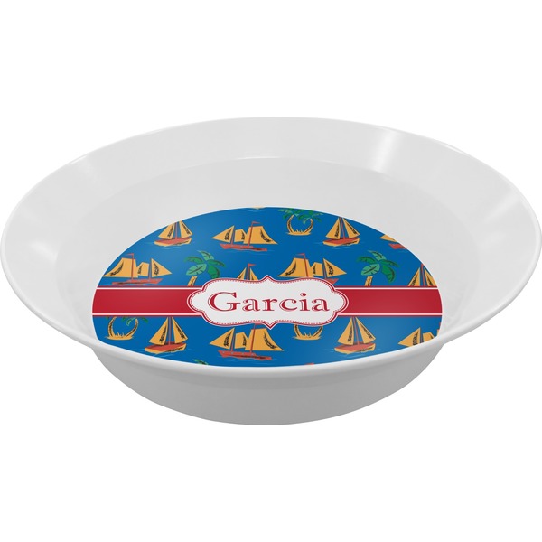 Custom Boats & Palm Trees Melamine Bowl (Personalized)