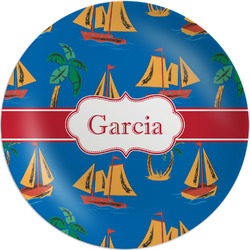 Boats & Palm Trees Melamine Salad Plate - 8" (Personalized)