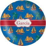 Boats & Palm Trees Melamine Plate (Personalized)