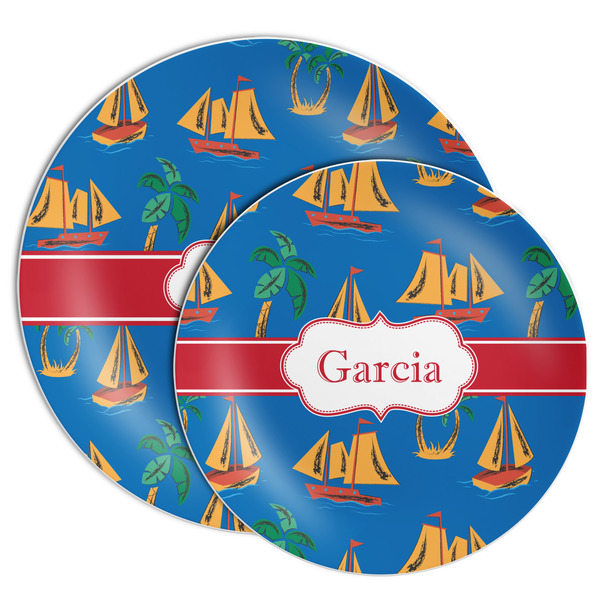 Boats & Palm Trees Melamine Plates - PARENT/MAIN