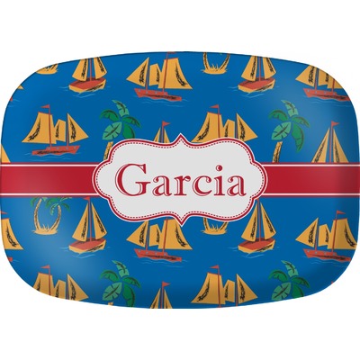 Boats & Palm Trees Melamine Platter (Personalized)