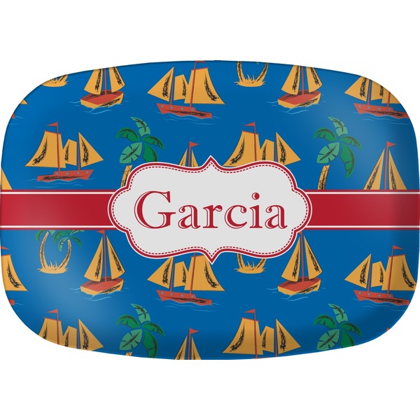 Custom Boats & Palm Trees Melamine Platter (Personalized)