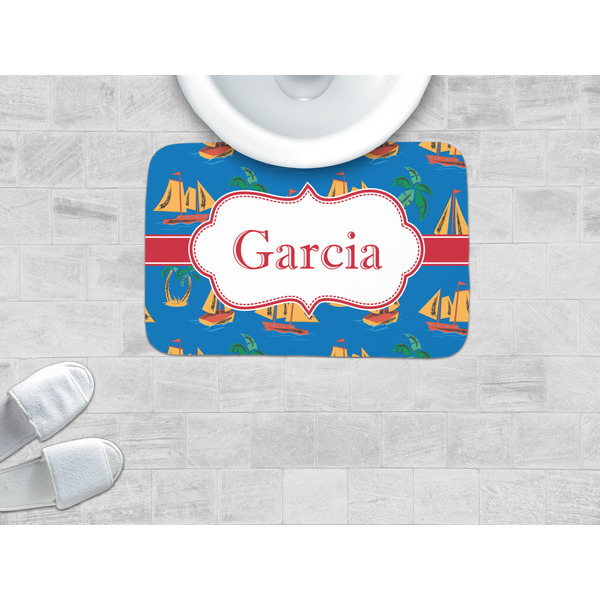 Boats & Palm Trees Memory Foam Bath Mat - LIFESTYLE
