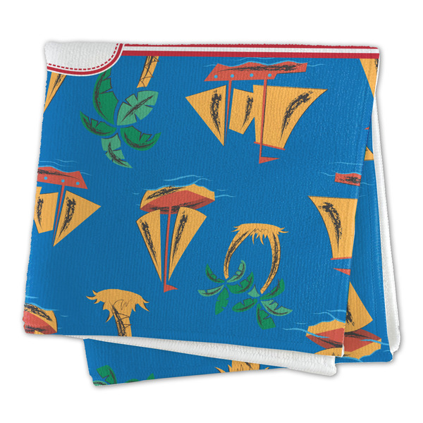 Boats & Palm Trees Microfiber Dish Rag - FOLDED (square)